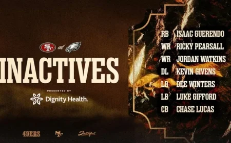 Ricky Pearsall Out, Trent Williams Active: SF vs PHI Wild Card Inactives