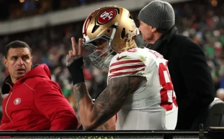 49ers’ George Kittle Sustains Apparent Leg Injury Against Eagles