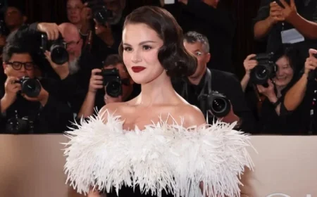 Selena Gomez Dazzles in Feathered Attire at 2026 Golden Globes