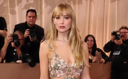 Jennifer Lawrence Dazzles in Bold Sheer Dress at 2026 Golden Globes