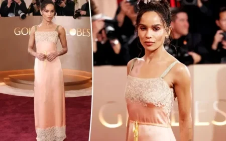 Zoë Kravitz Stuns in Lacy Nightgown Dress at Golden Globes