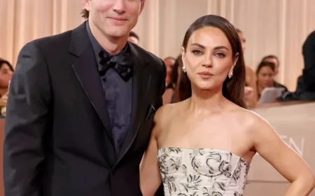 Mila Kunis and Ashton Kutcher Shine at 2026 Golden Globes Red Carpet