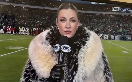 Erin Andrews’ Unique Coat at Eagles-49ers Game Sparks Online Buzz