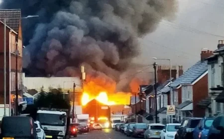 Massive Blaze Rocks Wolverhampton, Sending Smoke Over City After Explosions