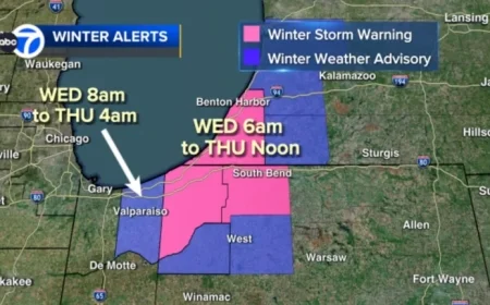 Severe Winter Storm Warning Issued for La Porte County, Indiana Wednesday and Thursday