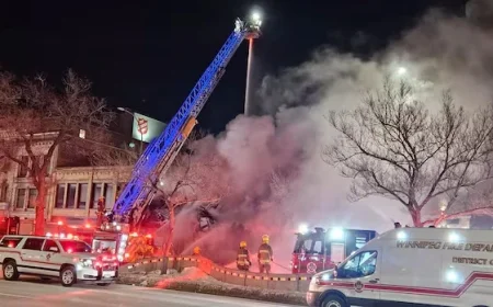 Fire Engulfs Vacant ManWin Hotel in Winnipeg
