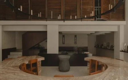 Worc Studio Highlights Circular Stone Table at Mexico City Restaurant