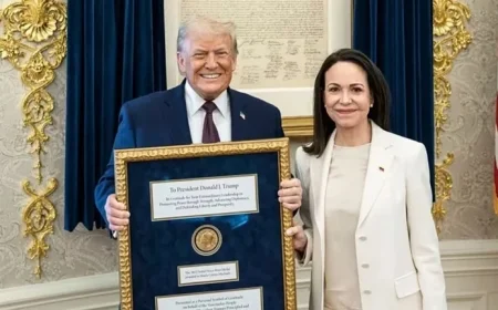 Venezuela’s Machado Awards Trump Her Nobel Peace Prize at White House Meeting