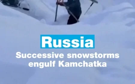 Intense Snowstorms Blanket Russia’s Far Eastern Kamchatka Region
