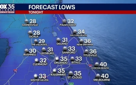 Orlando Forecast: Cold Front Brings Rain Sunday, Freezing Threat Monday