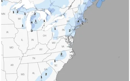 Snowfall Predicted Across East Coast, Reaching Southern Regions