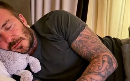 David Beckham Sleeps with Toy Pillow After Dancing with Victoria and Harper