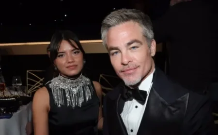 Chris Pine and Keana Sky Wenger Shine on Rare Golden Globes Date Night