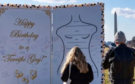 10-Foot Trump Birthday Message to Epstein Replica Unveiled on National Mall