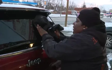 Outdoor Workers Endure Cold and Wind to Complete Tasks