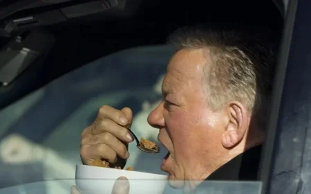William Shatner Spotted Enjoying Cereal in Car at Stoplight