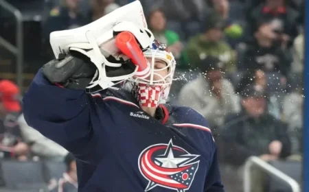 Columbus Blue Jackets’ Merzlikins Pauses Game for Unusual Water Break