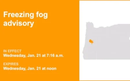 Lane County Lowlands Brace for Freezing Fog, Visibility Drops to 1/4 Mile