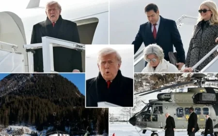President Trump, 79, Struggles Navigating Airplane Stairs at Davos Arrival