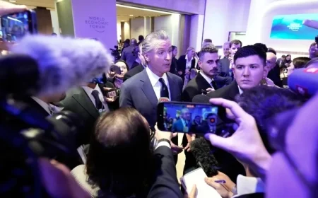 Gavin Newsom Blocked from Entering USA House at Davos