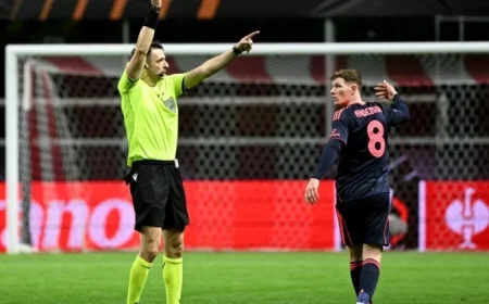 England Star Ejected After Confronting Referee in Chaotic Europa League Match