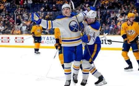 Helenius Scores First NHL Points as Sabres Defeat Predators