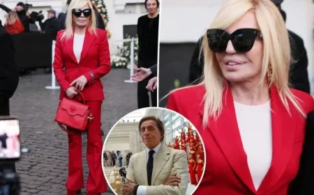 Donatella Versace Honors Valentino with Signature Red Tribute