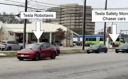 Tesla Relocates Robotaxi ‘Safety Monitor’ to Trailing Vehicle