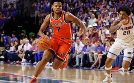 Hall Scores 24 as Auburn Defeats No. 16 Florida 76-67 in Gainesville