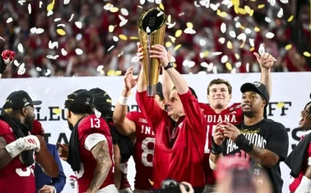Fernando Mendoza, Curt Cignetti, Indiana Celebrate CFP Title with Campus Festivities