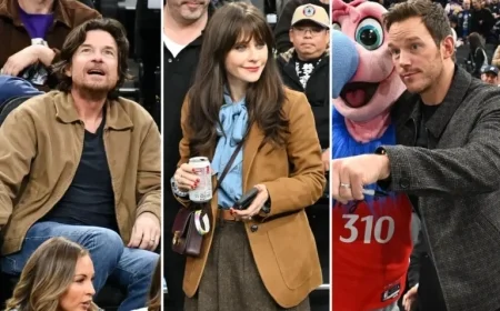 Stars Chris Pratt, Jason Bateman, Zooey Deschanel Attend Lakers-Clippers Game