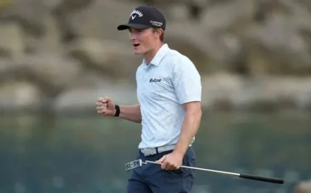 Teen Golfer Blades Brown Trails American Express Leader by One Shot