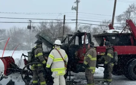Snow Plow Truck Catches Fire in Toledo