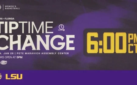 LSU vs. Florida Women’s Basketball Rescheduled to 6 p.m. CT