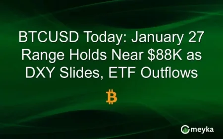 BTCUSD Steadies Near $88K Amid DXY Decline, ETF Outflows
