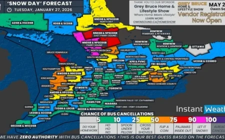 Snowstorm Threatens School Bus Cancellations in Southern Ontario’s Snowbelt Tuesday