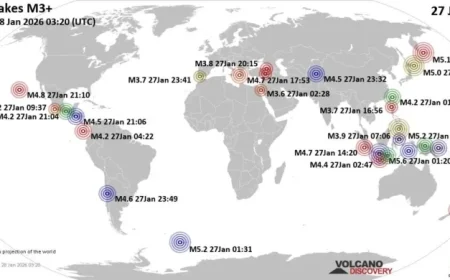 Global Earthquake Summary for Tuesday, January 27, 2026