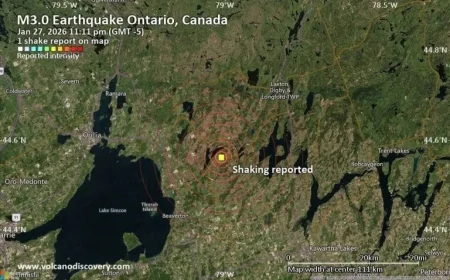 Possible Earthquake Detected Near Lindsay, Ontario Moments Ago