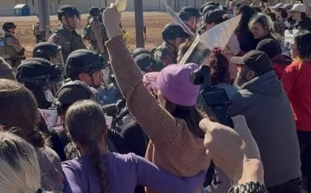 DPS Troopers Confront Protesters at Dilley ICE Detention Facility