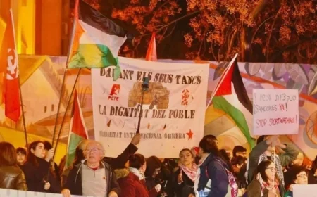 Hundreds Protest Outside Roig Arena Against Maccabi Tel Aviv Arrival