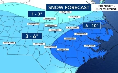 North Carolina Faces Snowfall Saturday with Strong Gusts and Extreme Cold