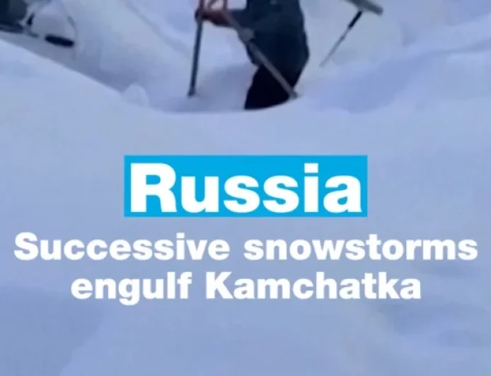 Intense Snowstorms Blanket Russia’s Far Eastern Kamchatka Region