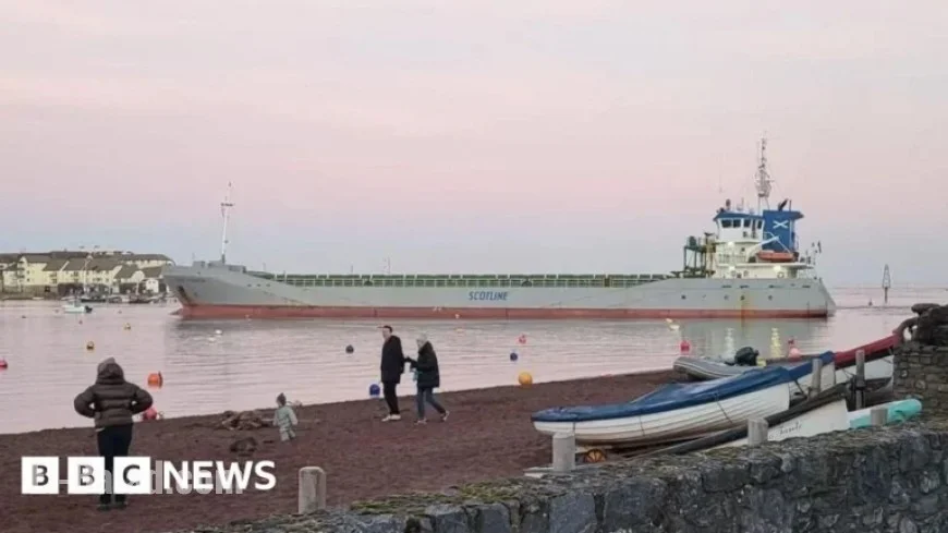 Cargo Ship Grounds in Teignmouth Harbor, Disrupting Traffic