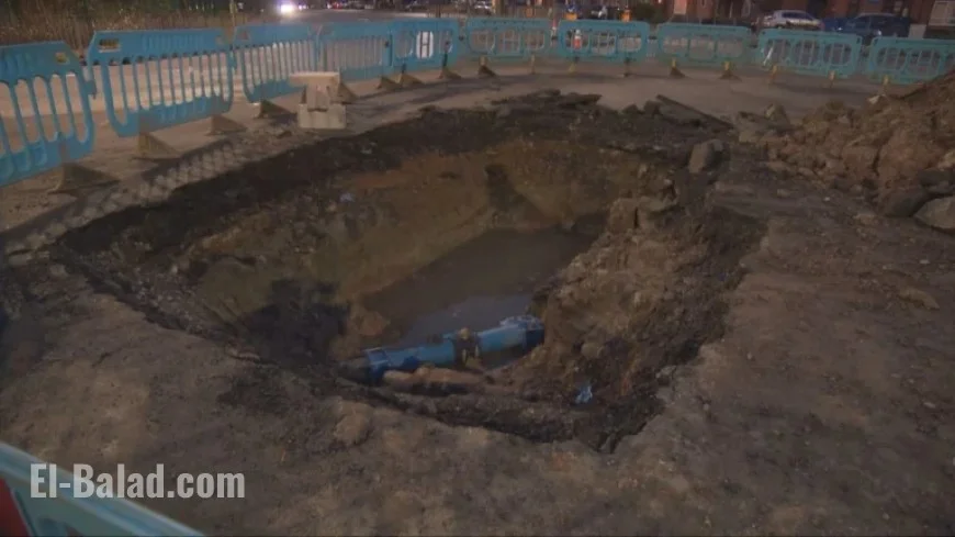 Burst Water Pipe Creates Sinkhole, Keeps Road Closed | ITV News