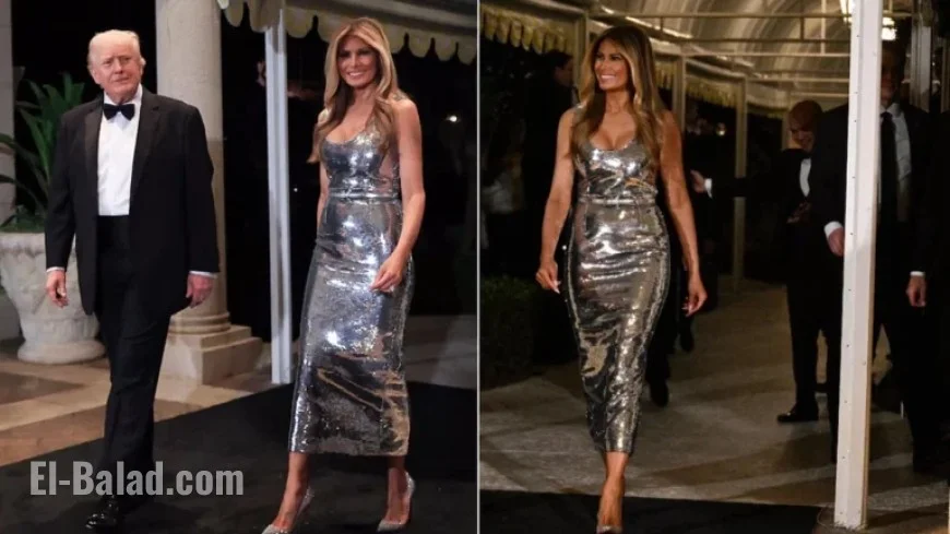 Melania Trump Shines in Silver Gown at Mar-a-Lago New Year’s Event