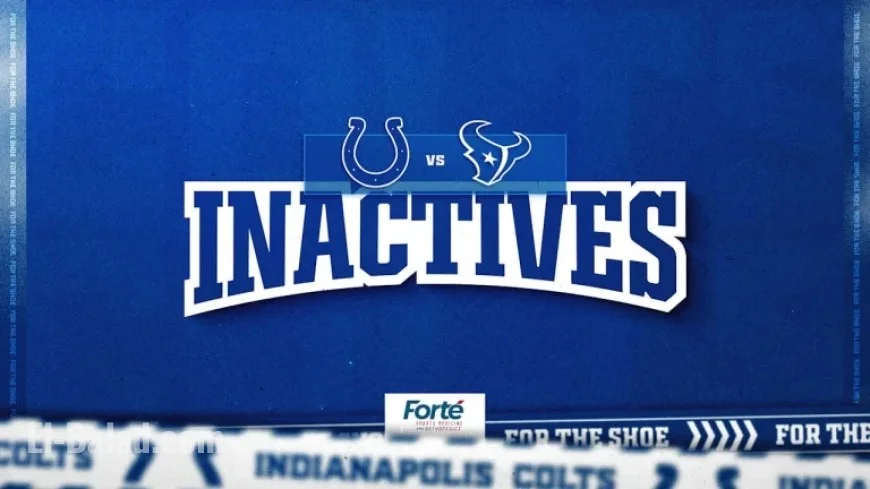 Colts Reveal 6 Inactive Players for Week 18 vs. Texans