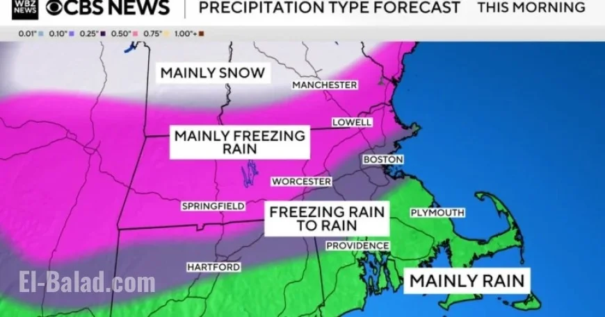 Freezing Rain Threatens Major Disruptions on Massachusetts Roads Wednesday