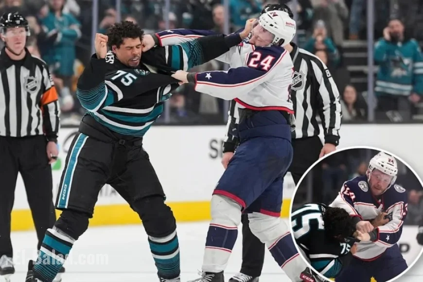Sharks’ Reaves Toppled in Intense Bout with Blue Jackets’ Olivier