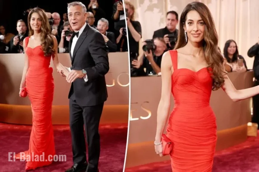 Amal Clooney Dazzles in Red on 2026 Golden Globes Red Carpet