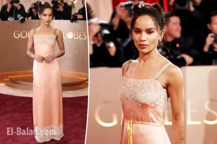 Zoë Kravitz Stuns in Lacy Nightgown Dress at Golden Globes